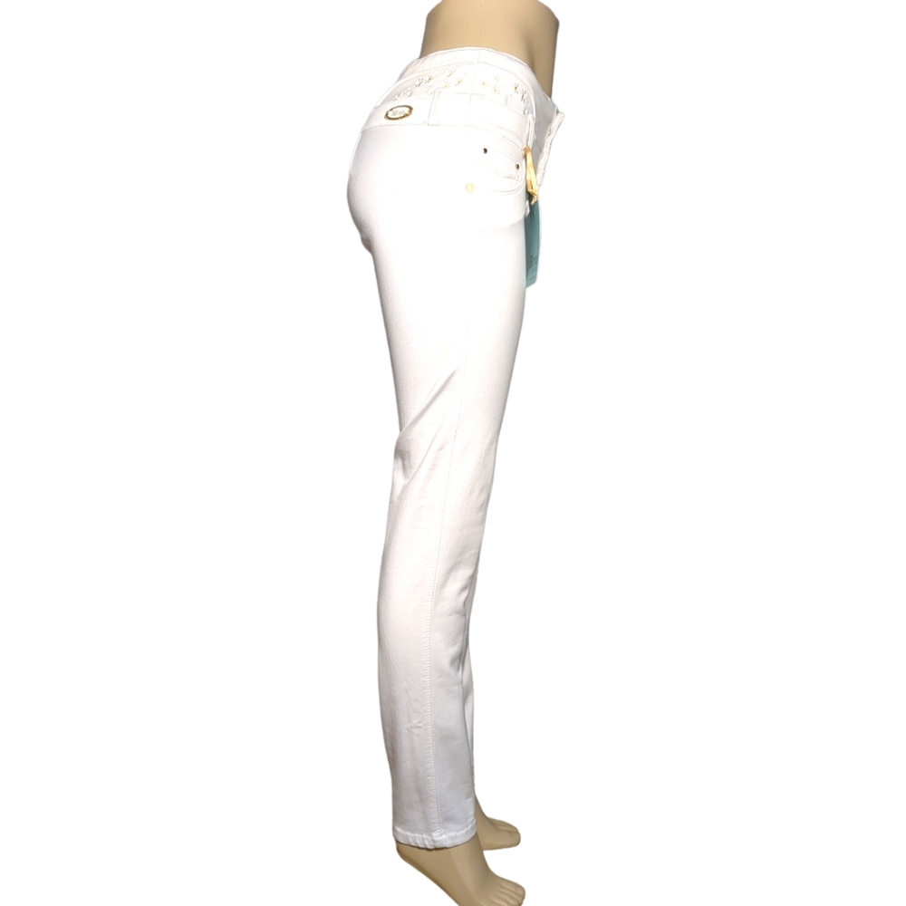 *NEW* Colombian Authentic High Rise Skinny Butt Lifter Embroidery White Size 14
